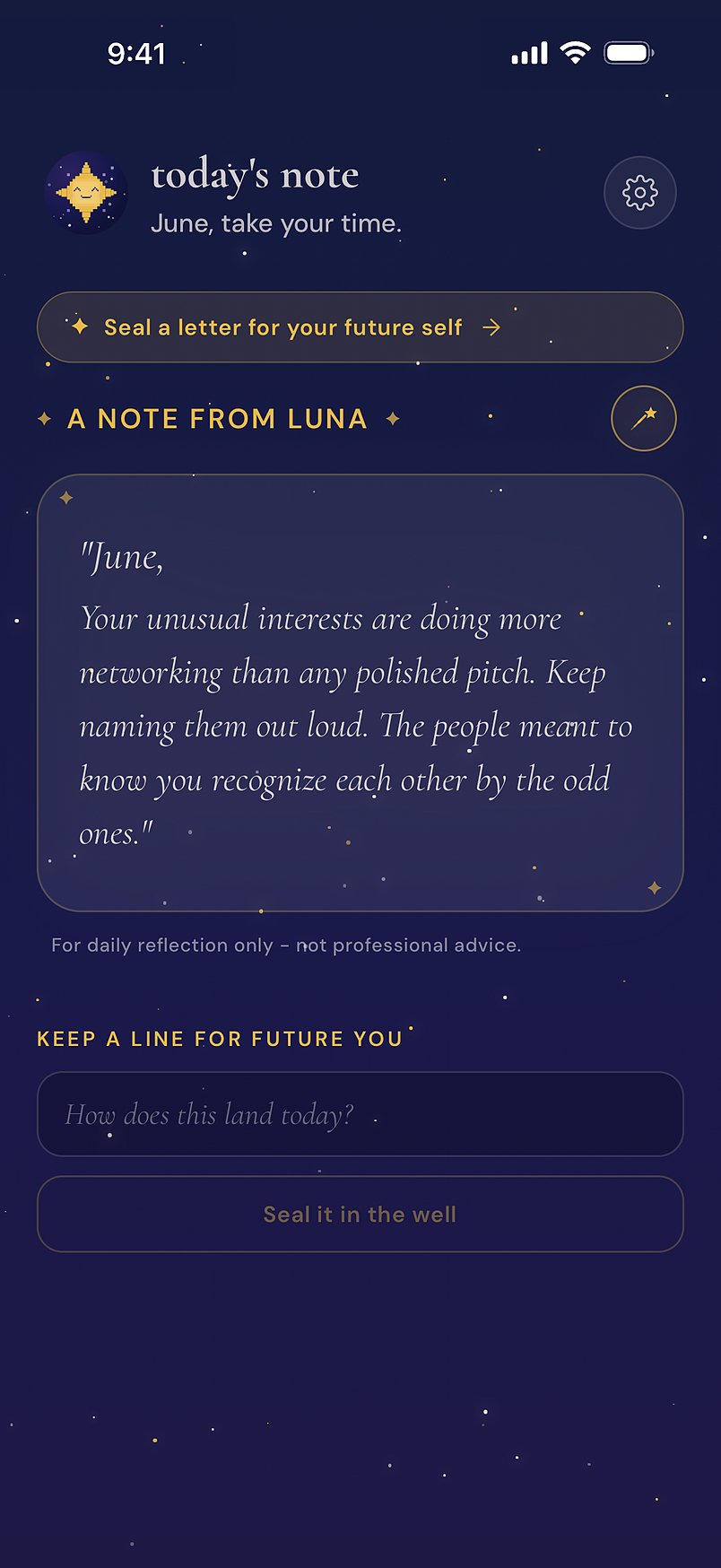 An opened note with a one-line reply