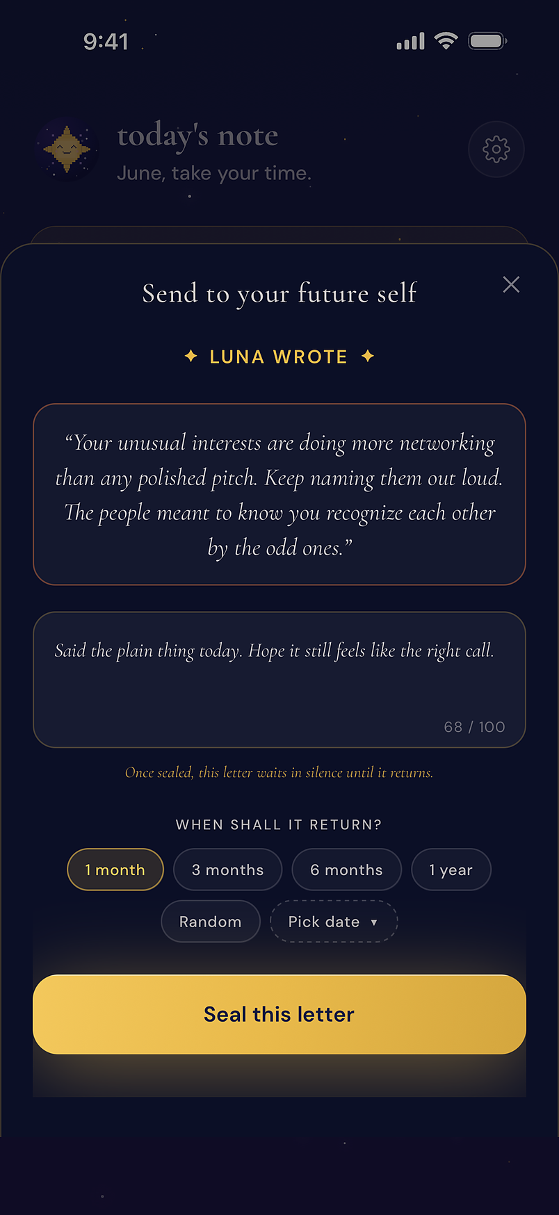 Sealing a letter in the well