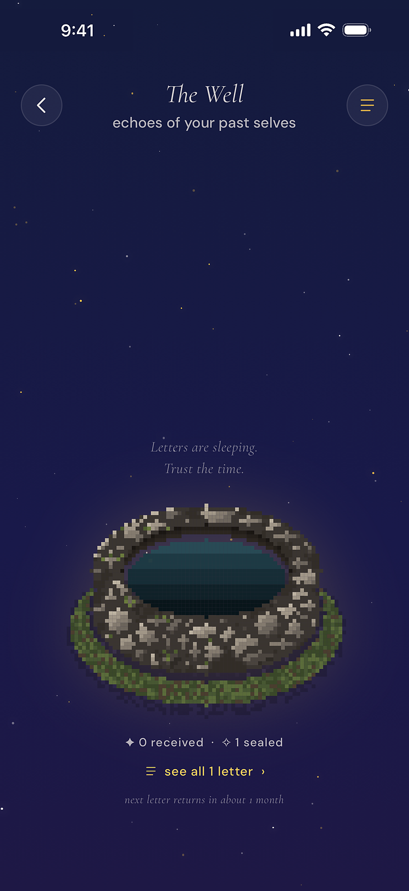 The well, holding sealed letters